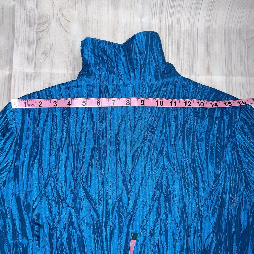 Ruby Rd. Jacket Top Shiny Blue Crinkle Look size 8P 1032 - Picture 8 of 14